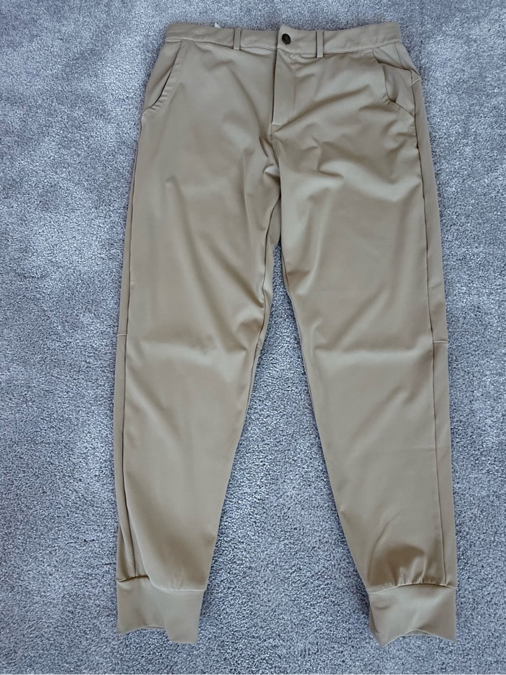 Beige Performance Jogger Pants Men’s Large | Stretch Tech Travel Golf Pants